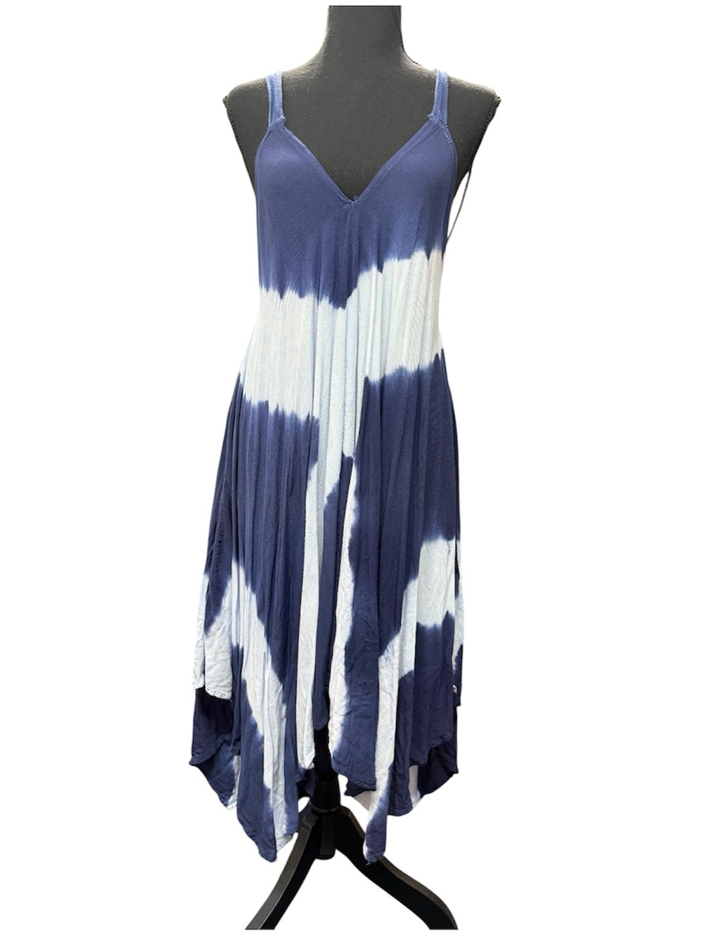 Raviya Navy and White Asymmetrical Tie-Dye Dress Size Small
